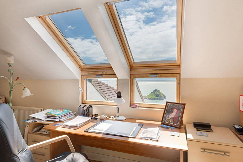 Interior design of an attic office - photo