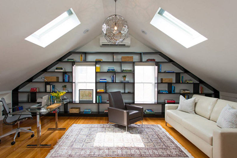 Interior design of an attic office - photo