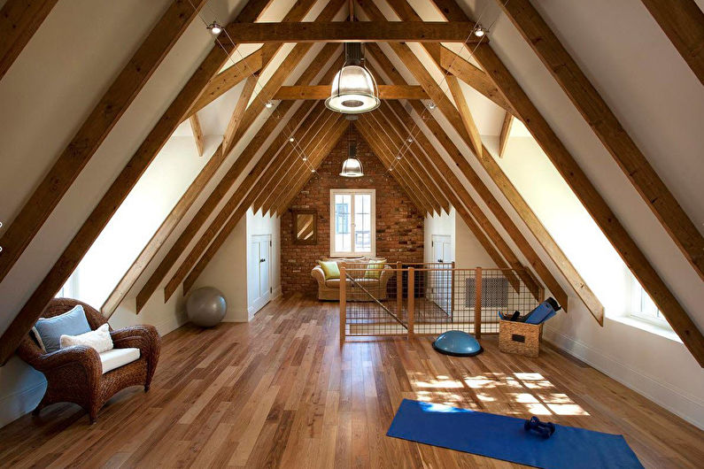 Interior design of an attic office - photo