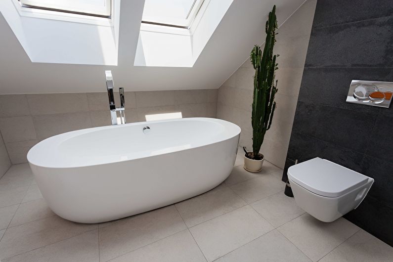 Attic bathroom interior design - photo