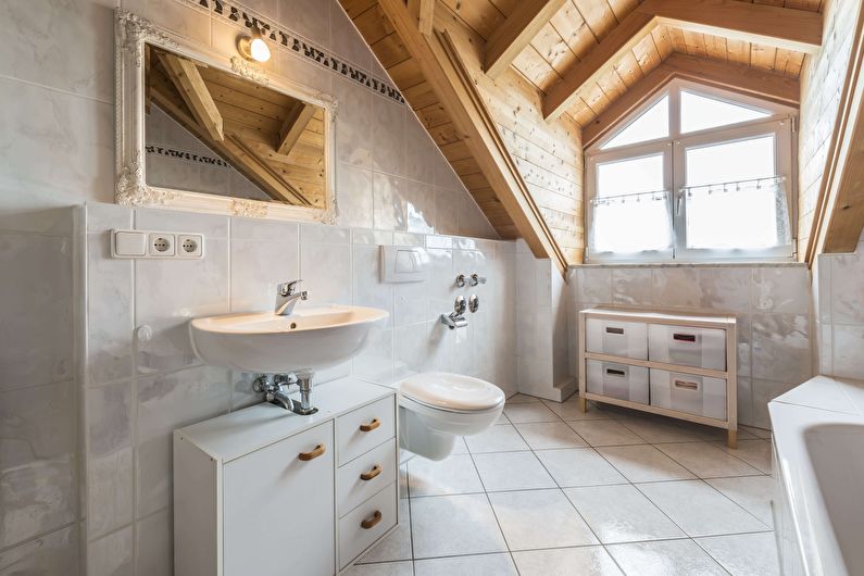 Attic bathroom interior design - photo