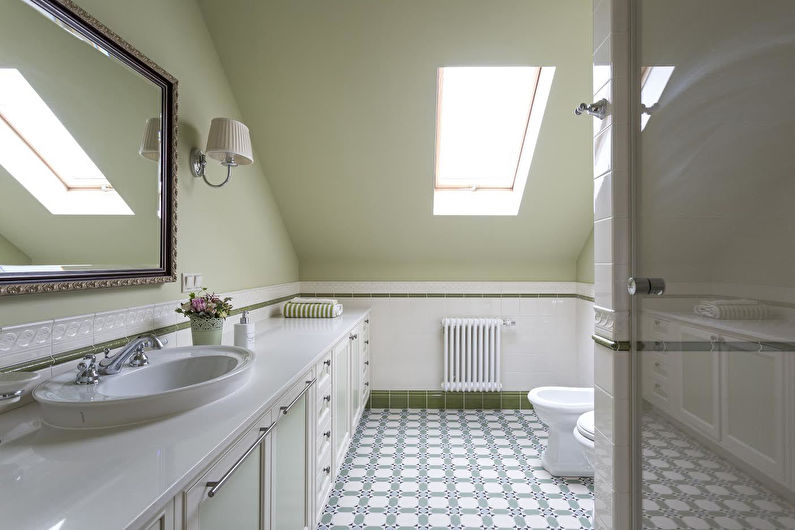 Attic bathroom interior design - photo