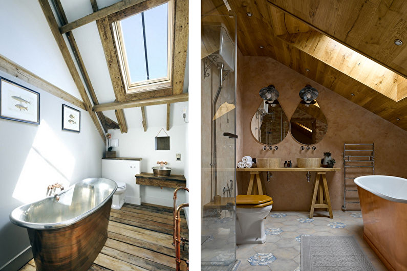 Attic bathroom interior design - photo