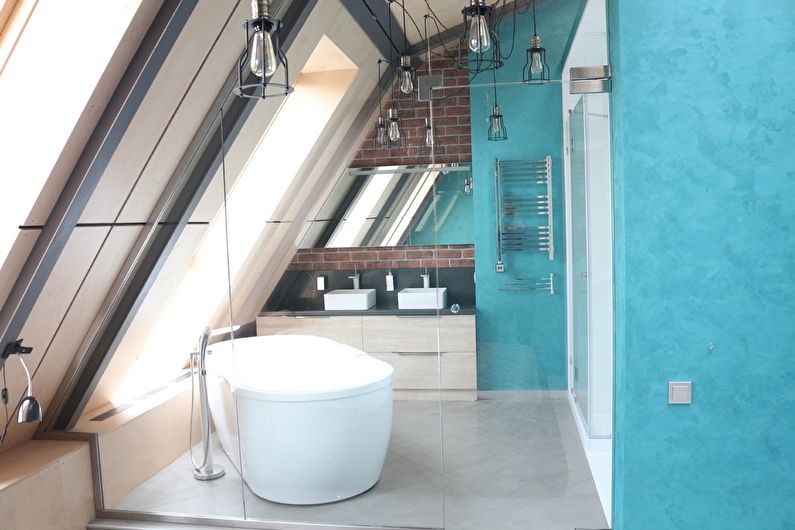 Attic bathroom interior design - photo