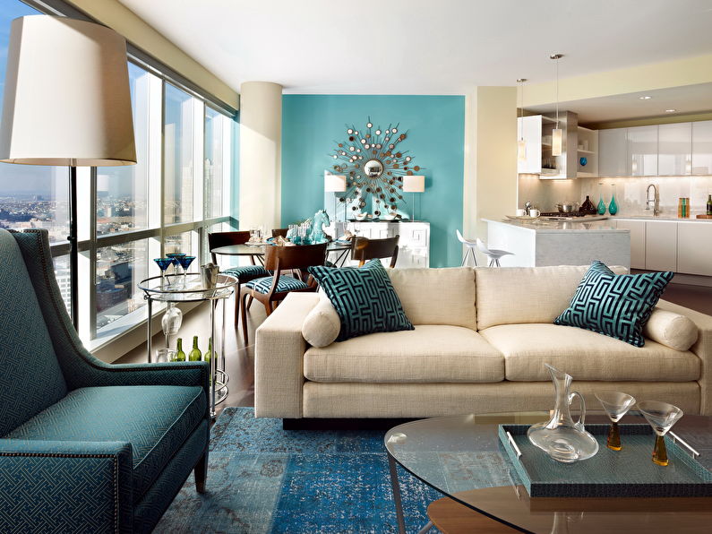 Beige woonkamer 16 m² - Interieur ontwerp