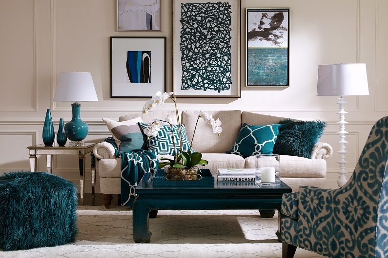 Blauwe woonkamer 16 m² - Interieur ontwerp