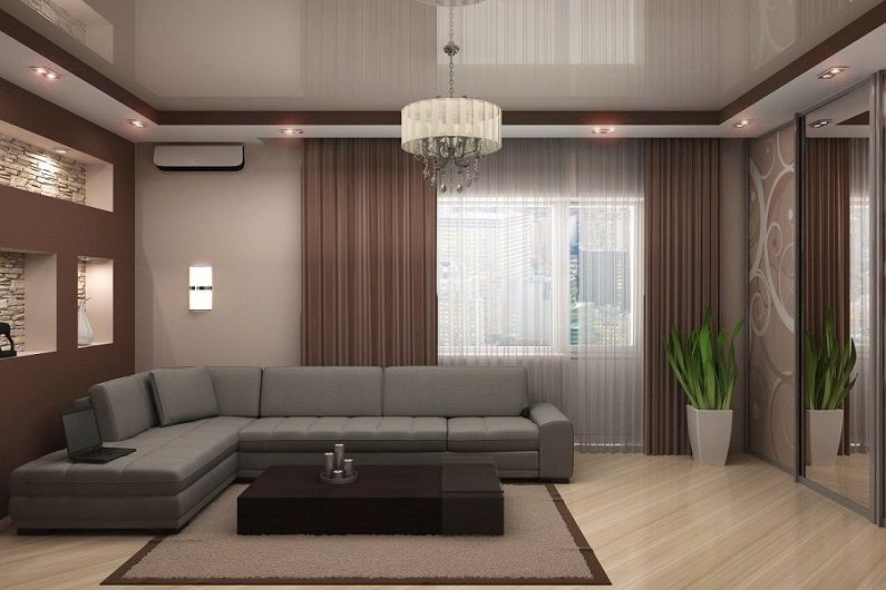 Woonkamer ontwerp 16 m² - plafonddecoratie