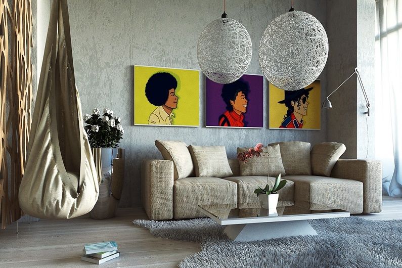 Interieurontwerp van een woonkamer 16 m². - Foto