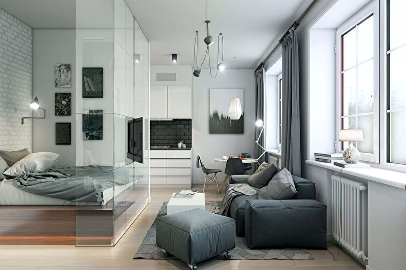 Design of a living room combined with a bedroom (73 photos)