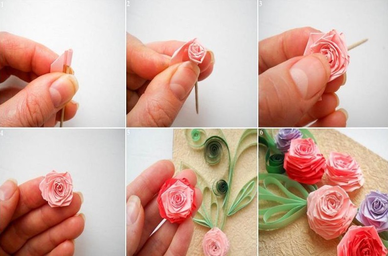 Do-it-yourself paper rose using quilling technique