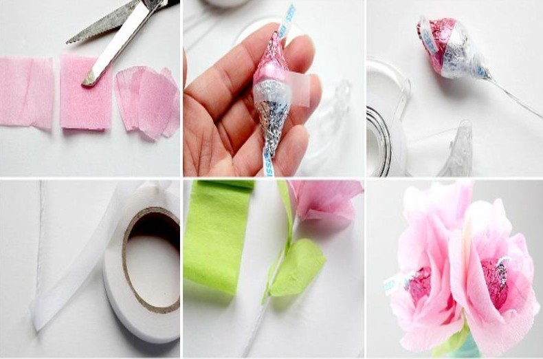 DIY paper rose with sweets inside