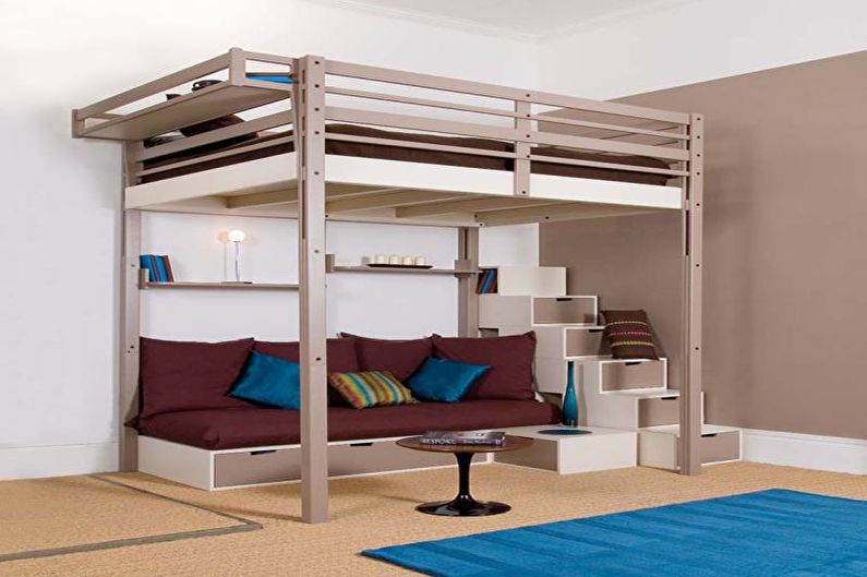 Bunk bed with sofa for children and adults
