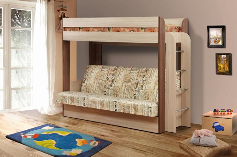 Bunk bed with sofa - photo
