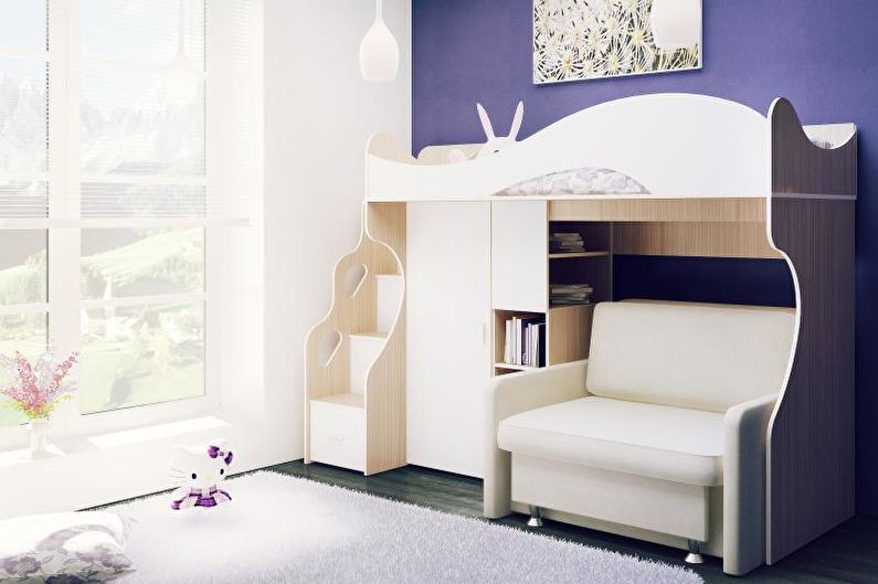 Bunk bed with sofa - photo