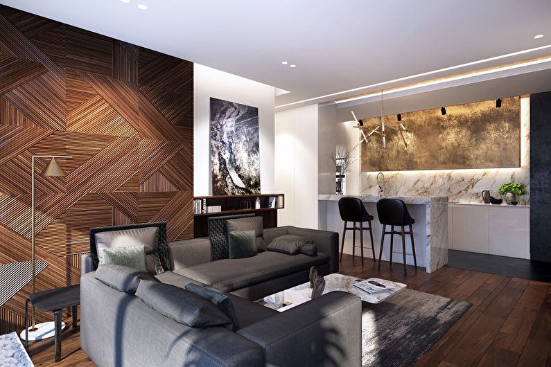 Venus Mirror: Kitchen-living room for a large family