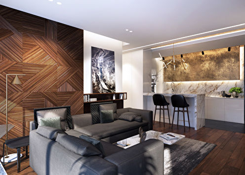 Venus Mirror: Kitchen-living room for a large family