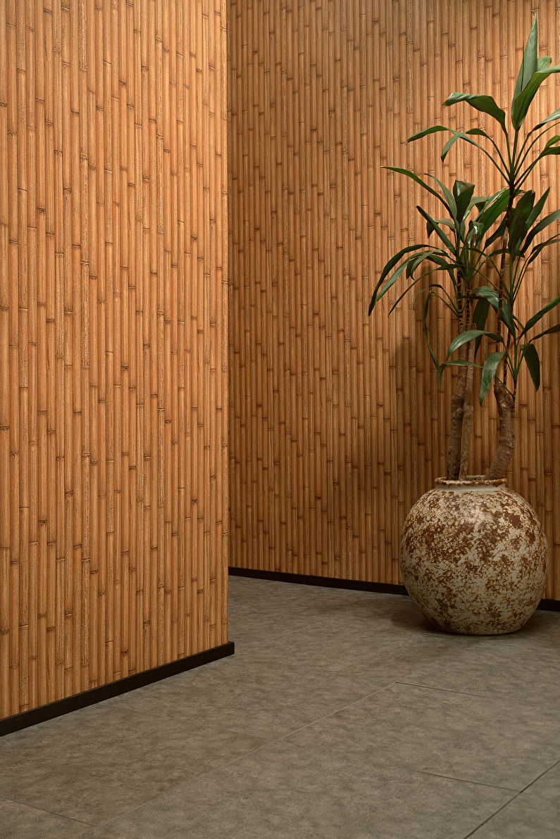 Bamboo wallpaper in the hallway - Interior Design