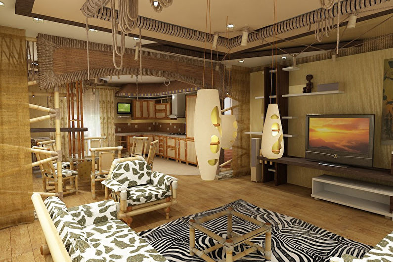 Bamboo wallpaper in the living room - Interior Design