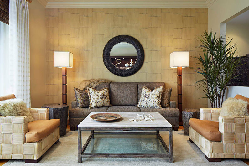 Bamboo wallpaper in the living room - Interior Design