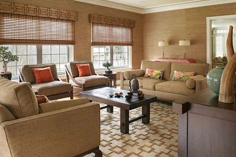 Bamboo wallpaper in the living room - Interior Design