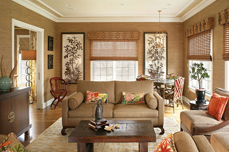 Bamboo wallpaper in the living room - Interior Design
