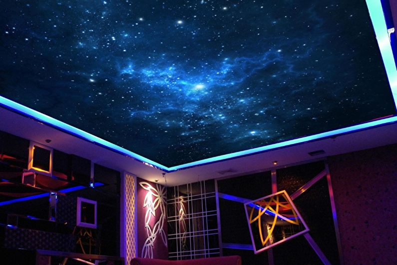 Stretch ceiling in the nursery - Starry sky