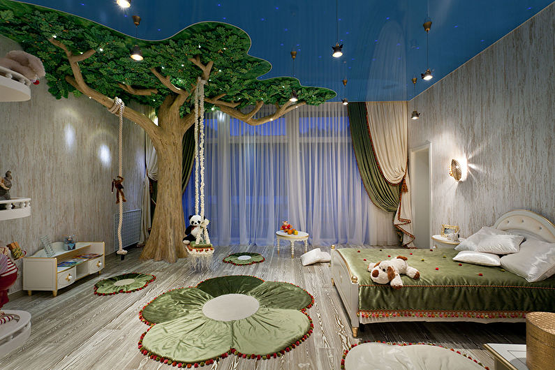 Stretch ceiling lighting in the nursery