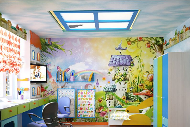 Stretch ceilings in the children's room - photo