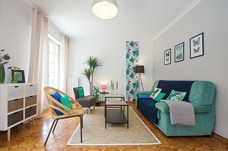 Turquoise living room photo - Interior Design