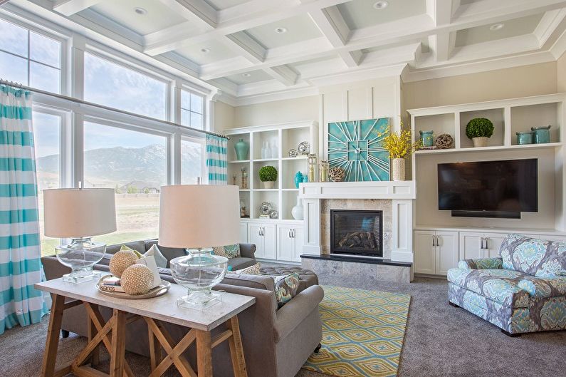 Turquoise living room photo - Interior Design