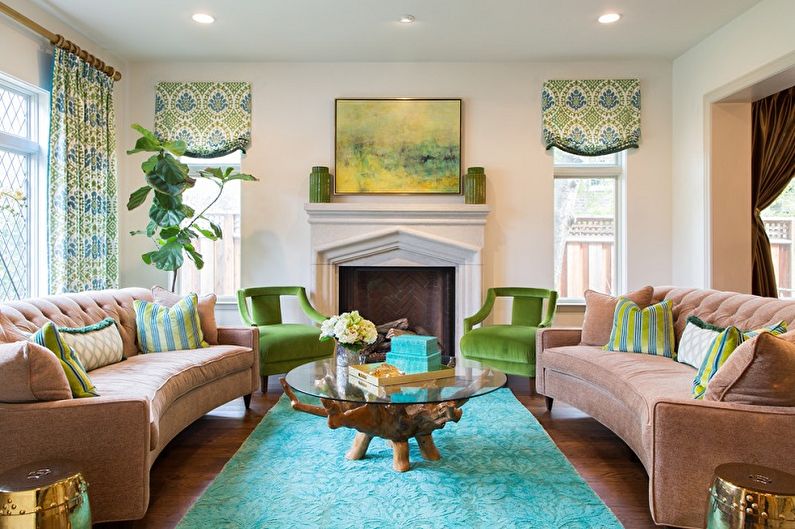 Turquoise living room photo - Interior Design