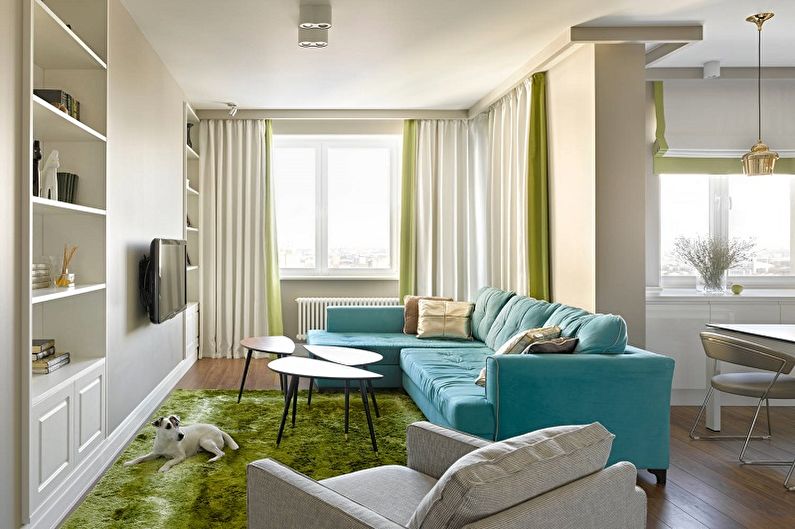 Turquoise living room photo - Interior Design