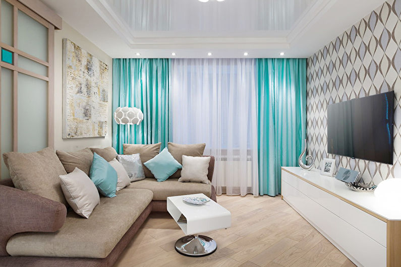 Turquoise living room photo - Interior Design