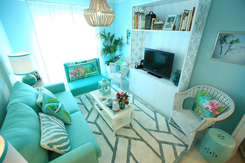 Turquoise living room photo - Interior Design