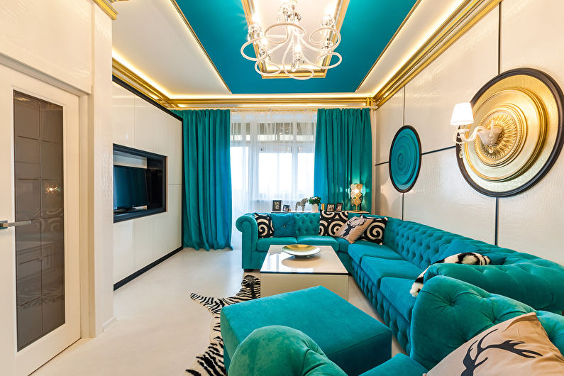 Turquoise living room photo - Interior Design