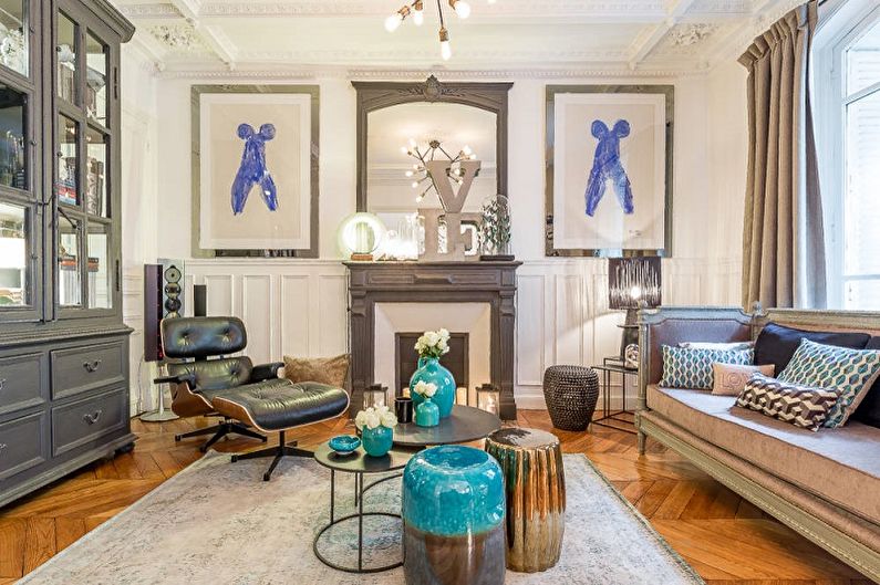 Turquoise living room photo - Interior Design
