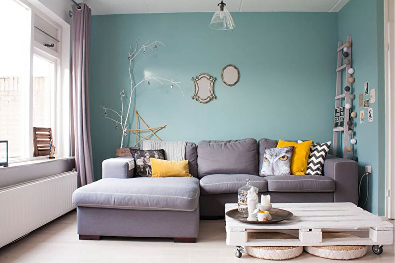 Turquoise living room photo - Interior Design