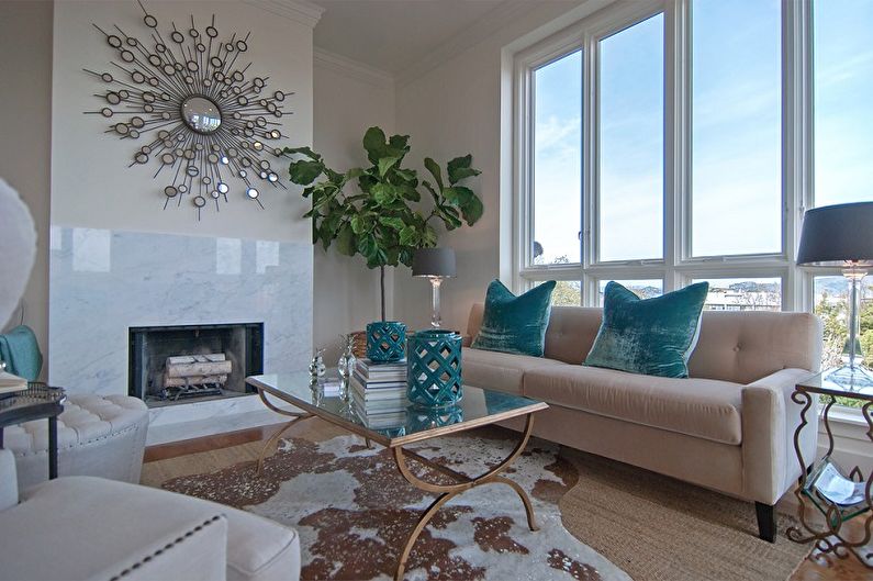 Turquoise living room photo - Interior Design
