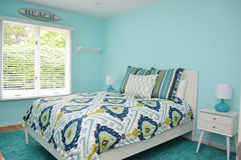 Turquoise bedroom photo - Interior Design