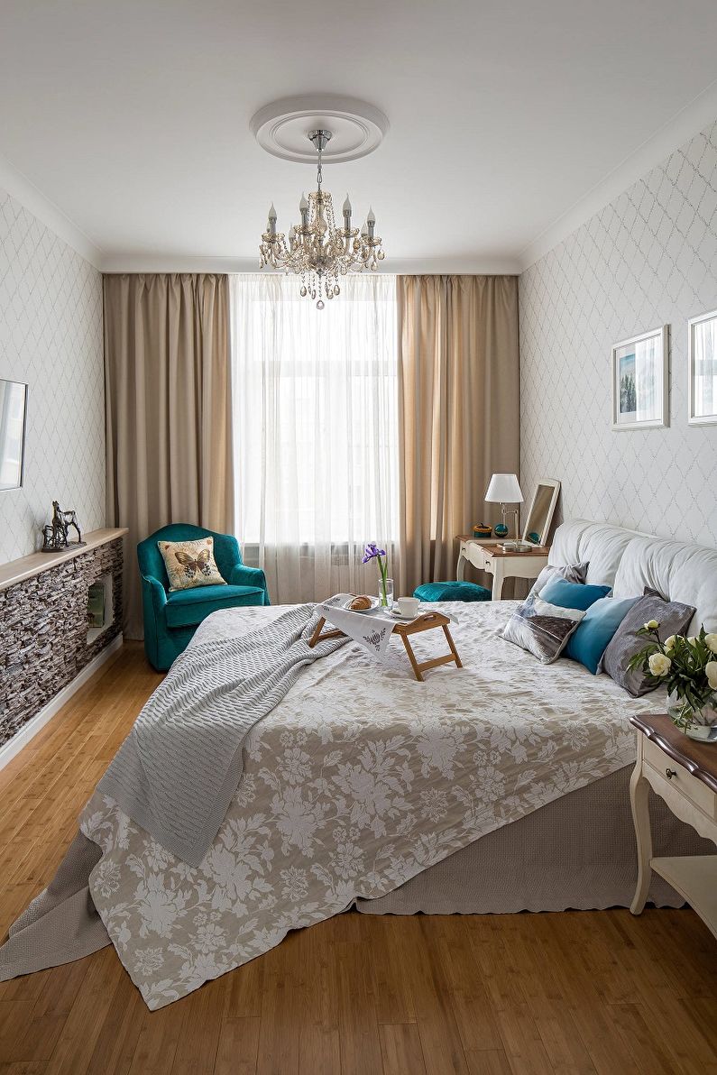 Turquoise bedroom photo - Interior Design