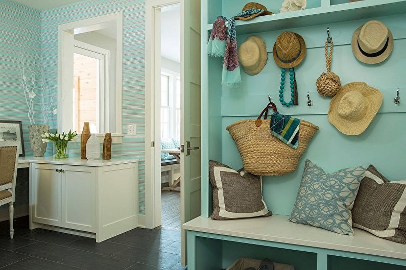Turquoise hallway and corridor photo - Interior Design