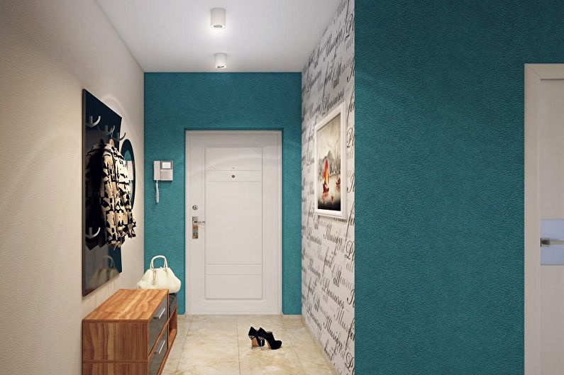 Turquoise hallway and corridor photo - Interior Design