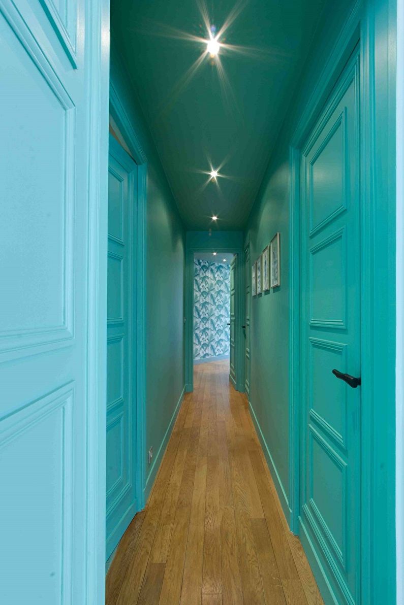Turquoise hallway and corridor photo - Interior Design
