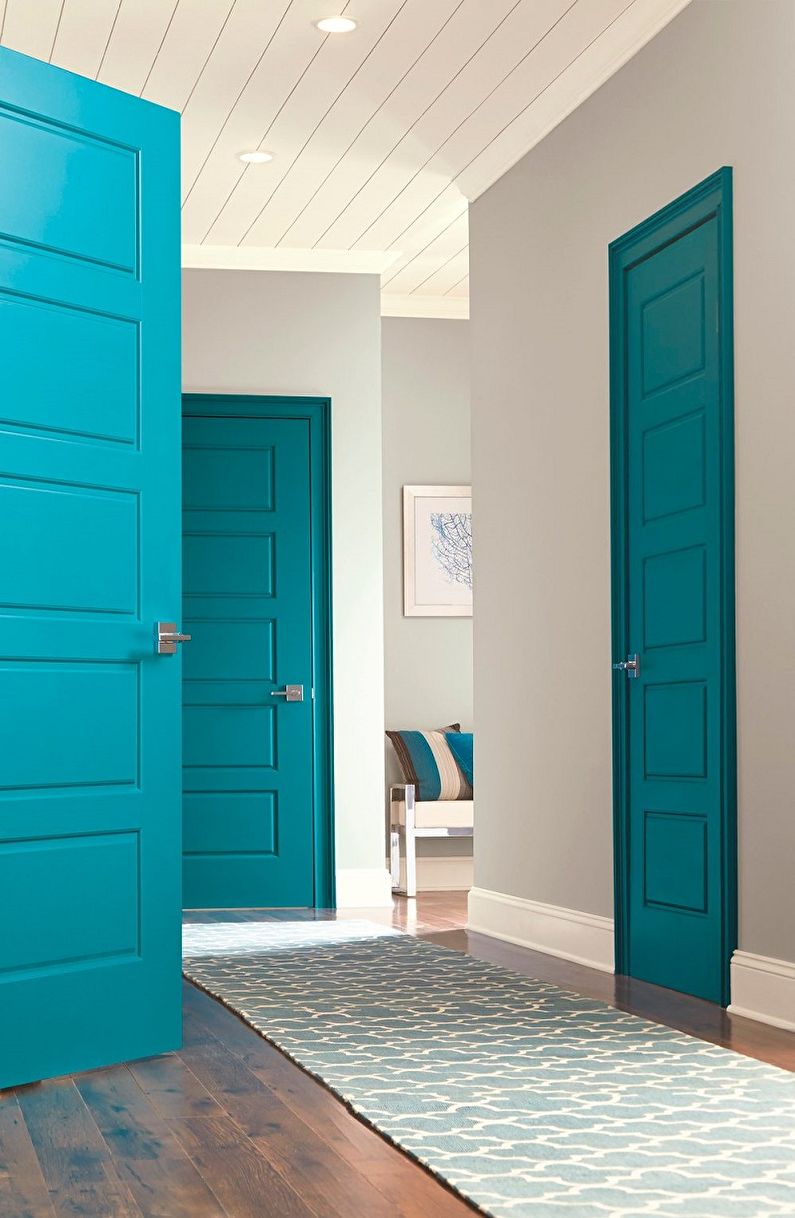 Turquoise hallway and corridor photo - Interior Design