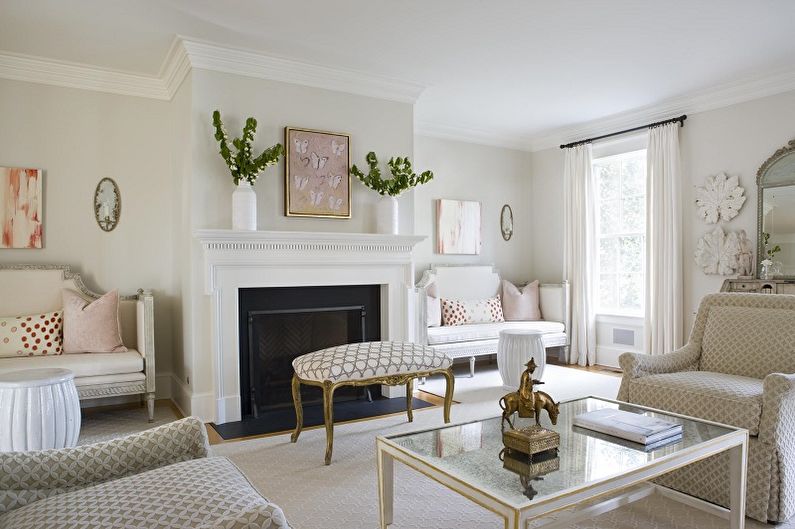 White living room in a classic style - Interior Design