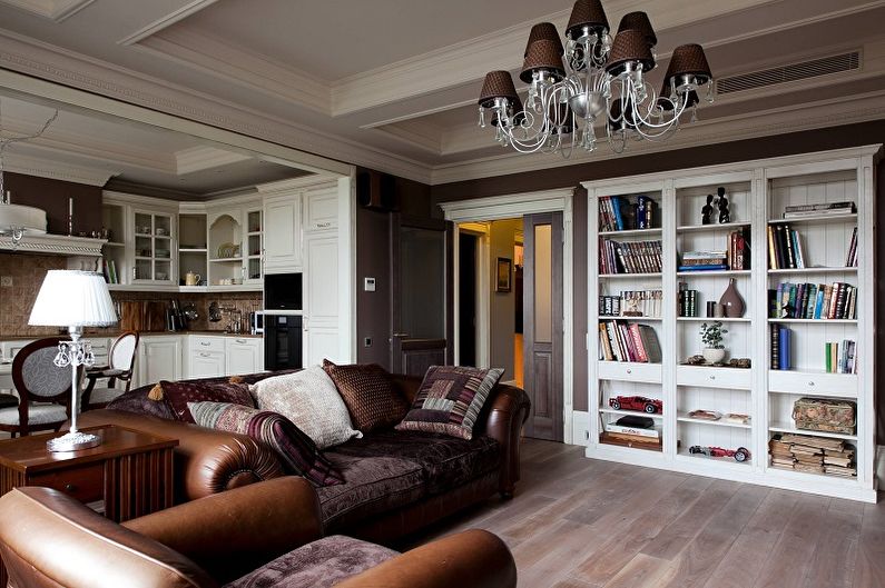 Brown classic style living room - Interior Design