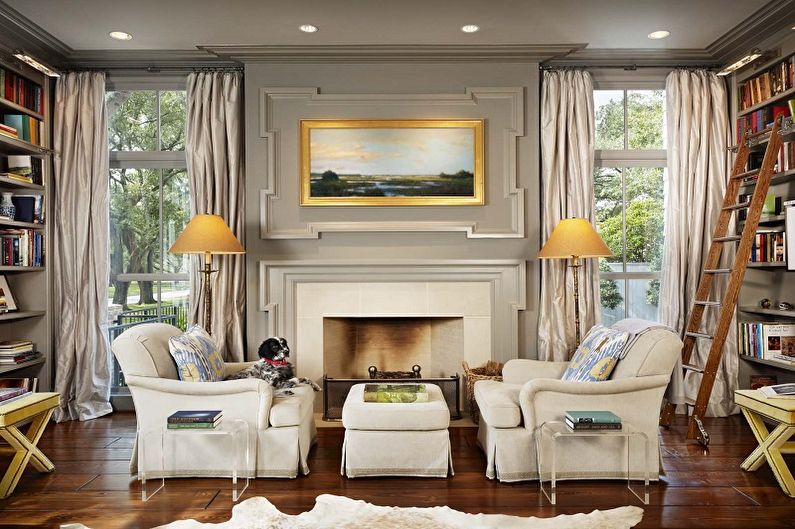 The interior design of the living room in a classic style - photo