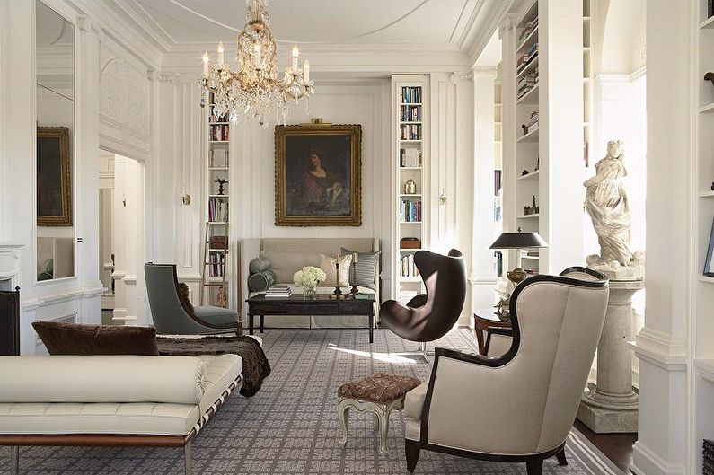 The interior design of the living room in a classic style - photo