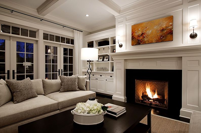 The interior design of the living room in a classic style - photo