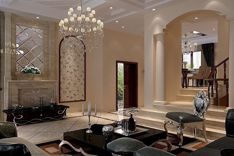 The interior design of the living room in a classic style - photo